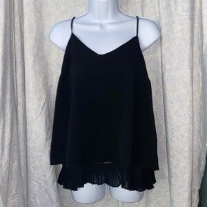 Mossimo Ruffle Bottom layer Spaghetti Tank Top Black size L
